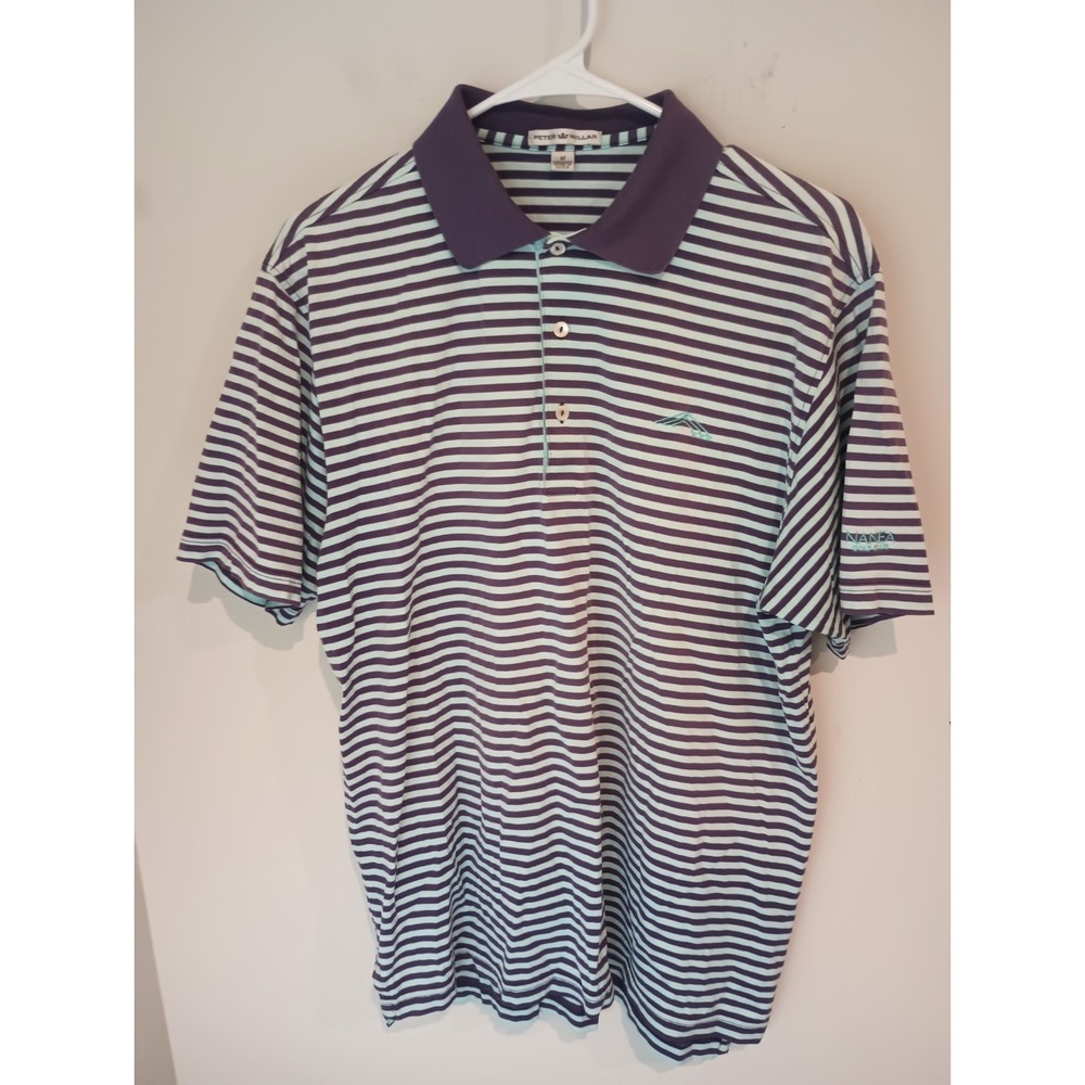 Peter Millar Nanea Golf Club Polo Shirt Mens Medium M Striped Purple Mint Cotton